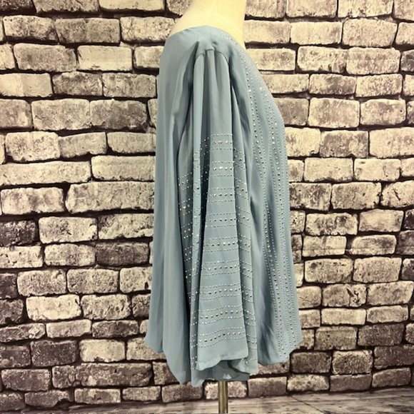 Alfani NWT Blue Studded Fully Lined Blouse Size 24W - Picture 9 of 10